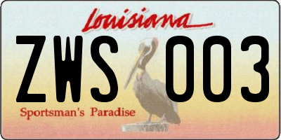 LA license plate ZWS003