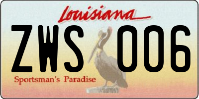 LA license plate ZWS006