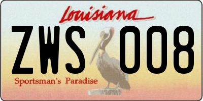 LA license plate ZWS008