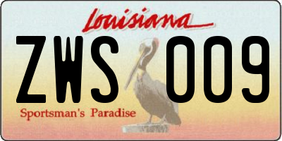LA license plate ZWS009