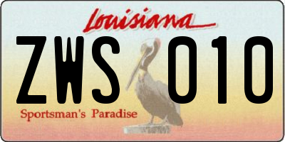 LA license plate ZWS010