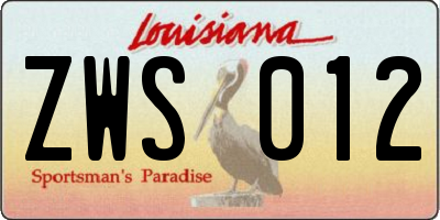 LA license plate ZWS012