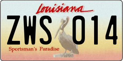 LA license plate ZWS014