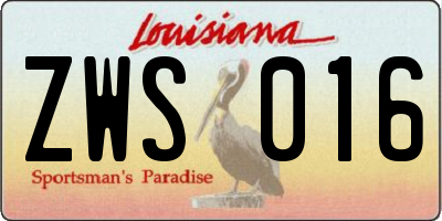 LA license plate ZWS016