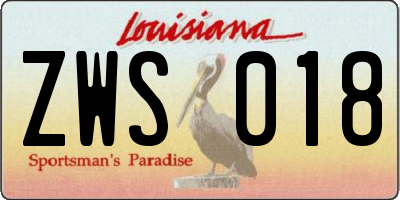 LA license plate ZWS018