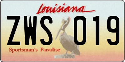 LA license plate ZWS019