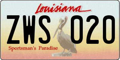 LA license plate ZWS020