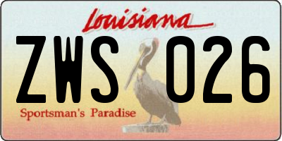 LA license plate ZWS026