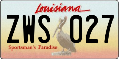 LA license plate ZWS027