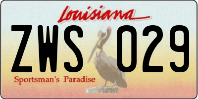 LA license plate ZWS029