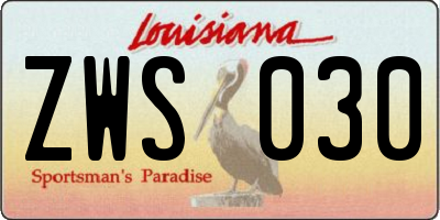 LA license plate ZWS030