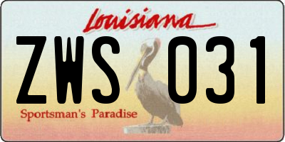 LA license plate ZWS031