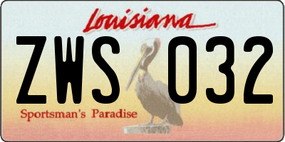 LA license plate ZWS032