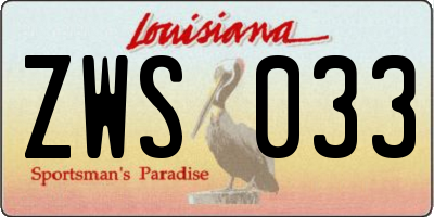 LA license plate ZWS033