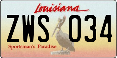 LA license plate ZWS034