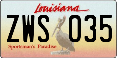 LA license plate ZWS035