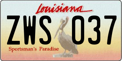 LA license plate ZWS037