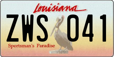 LA license plate ZWS041