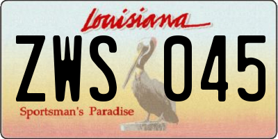 LA license plate ZWS045