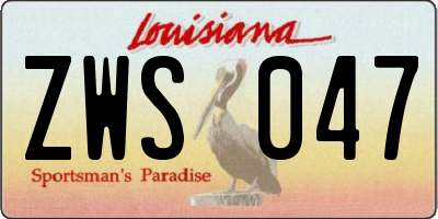 LA license plate ZWS047