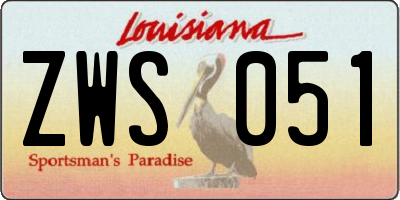 LA license plate ZWS051