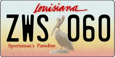 LA license plate ZWS060