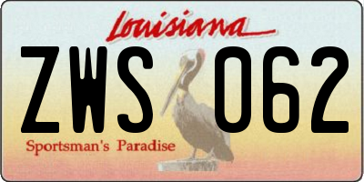 LA license plate ZWS062