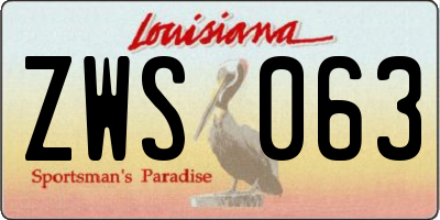 LA license plate ZWS063