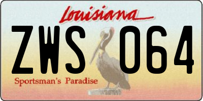 LA license plate ZWS064