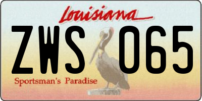 LA license plate ZWS065