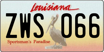 LA license plate ZWS066