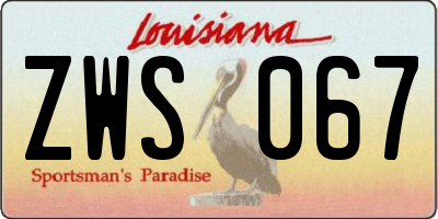 LA license plate ZWS067