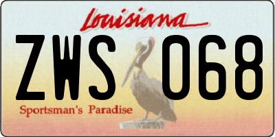 LA license plate ZWS068