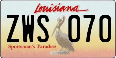 LA license plate ZWS070