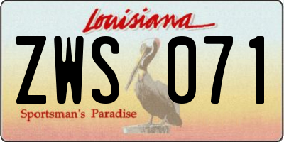 LA license plate ZWS071