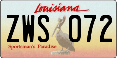 LA license plate ZWS072