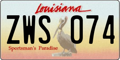 LA license plate ZWS074