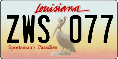 LA license plate ZWS077