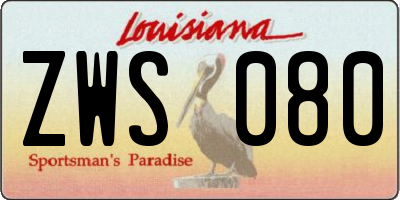LA license plate ZWS080