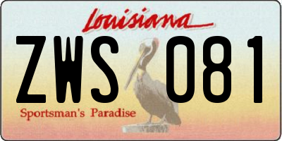LA license plate ZWS081