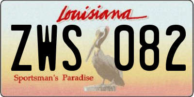 LA license plate ZWS082