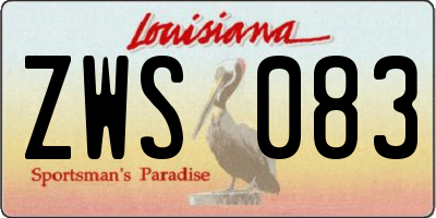 LA license plate ZWS083