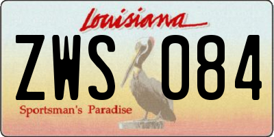 LA license plate ZWS084