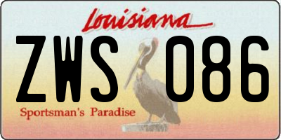 LA license plate ZWS086