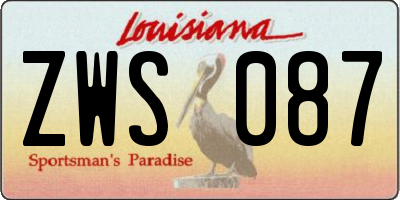 LA license plate ZWS087