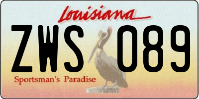 LA license plate ZWS089