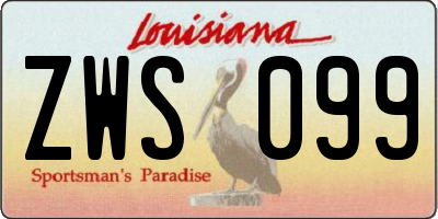 LA license plate ZWS099