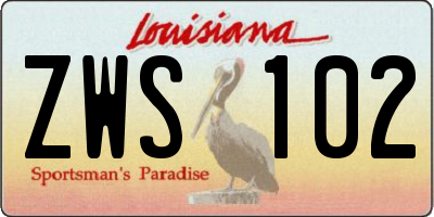 LA license plate ZWS102