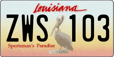 LA license plate ZWS103