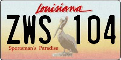 LA license plate ZWS104